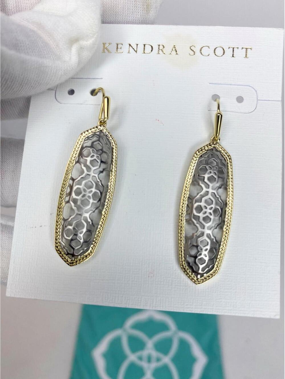 Kendra Scott Brenna Gold/Rhodium Filagree Mix Drop Earrings